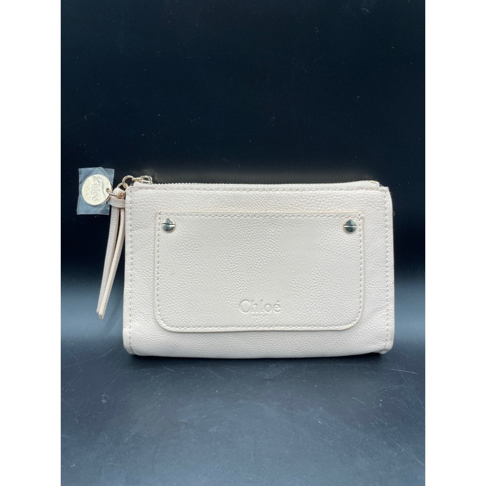 Chloe Parfums Light Pink Faux Leather Cosmetic Pouch Makeup Bag Gold Charm